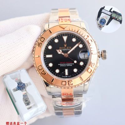 YYDS Factory Rolex Gold Watches with Black Face Stainless Steel Black Wrist 37MM Watch